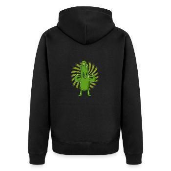 Zucchini Vegan vegetarisch Vegetarier Geschenk - Unisex Premium Bio Zip Hoodie - Schwarz - Hinten - Nico (187cm)