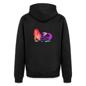 Meerjungfrau Geheimnis Lustig Geschenk - Unisex Premium Bio Zip Hoodie - Schwarz - Hinten - Nico (187cm)