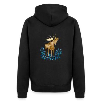 Moose, summer, blueberries I Norway souvenir - Unisex Premium Organic Zip Hoodie - black - Back - Nico (187cm)