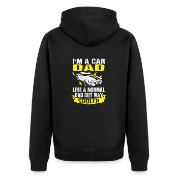 Vater, Auto, Papa, Automobile Vater, Geschenk - Unisex Premium Bio Zip Hoodie - Schwarz - Hinten - Nico (187cm)