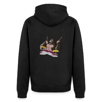 Le gorille joue de la batterie - Veste à capuche bio Premium Unisexe - noir - Dos - Nico (187cm)