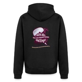 Fallschirmjäger - Nicht alles was vom Himmel kommt - Unisex Premium Bio Zip Hoodie - Schwarz - Hinten - Nico (187cm)