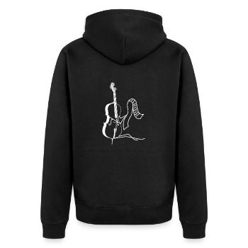 Cello - Violoncello - Cellist - Notenblatt - Unisex Premium Bio Zip Hoodie - Schwarz - Hinten - Nico (187cm)