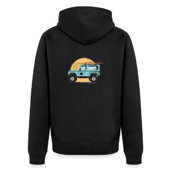 Surfing Jeep Urlaub - Unisex Premium Bio Zip Hoodie - Schwarz - Hinten - Nico (187cm)