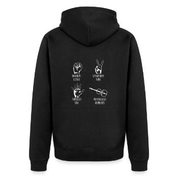 Kontrabass - Double Bass Schnick, Schnack, Schnuck - Unisex Premium Bio Zip Hoodie - Schwarz - Hinten - Nico (187cm)