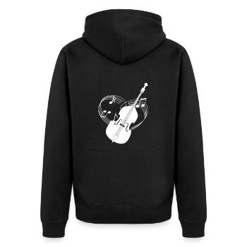 Double Bass - Double Bass - Double Bassist - Heart - Unisex Premium Organic Zip Hoodie - black - Back - Nico (187cm)