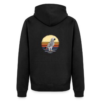 gray parrot - Unisex Premium Organic Zip Hoodie - black - Back - Nico (187cm)