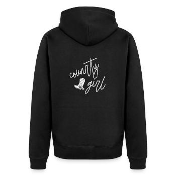 Country - Western - Linedance - Cowboystiefel - Unisex Premium Bio Zip Hoodie - Schwarz - Hinten - Nico (187cm)