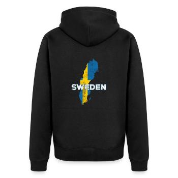 Sweden Sverige - Unisex Premium Bio Zip Hoodie - Schwarz - Hinten - Nico (187cm)