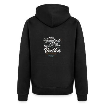 Never underestimate the old man with vodka tshirt - Unisex Premium Organic Zip Hoodie - black - Back - Nico (187cm)