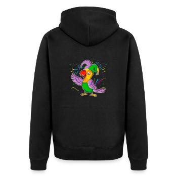 Karneval Fasching Mardi Gras Papagei Geschenk - Unisex Premium Bio Zip Hoodie - Schwarz - Hinten - Nico (187cm)