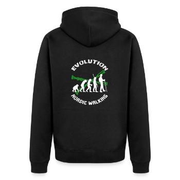 Darwin Evolution des Nordic Walking - Unisex Premium Bio Zip Hoodie - Schwarz - Hinten - Nico (187cm)