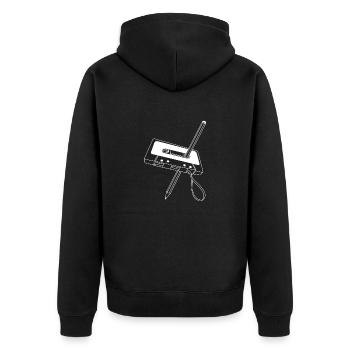 Music Pen - Unisex Premium Bio Zip Hoodie - Schwarz - Hinten - Nico (187cm)