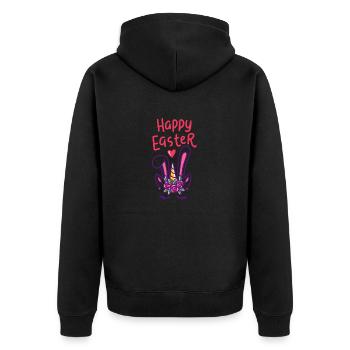 Einhorn - Einhörner - Geschenk - Frohe Ostern - Unisex Premium Bio Zip Hoodie - Schwarz - Hinten - Nico (187cm)