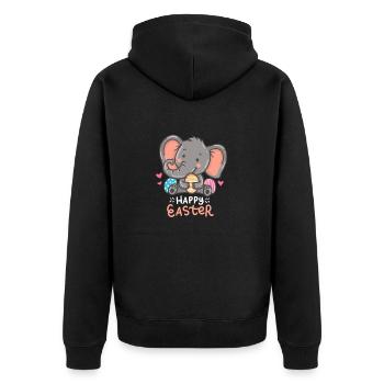 Elephant - Elephants - Easter - Happy Easter - Unisex Premium Organic Zip Hoodie - black - Back - Nico (187cm)