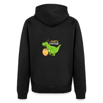 T-Rex - Easter - Happy Easter - Gift - Easter Egg - Unisex Premium Organic Zip Hoodie - black - Back - Nico (187cm)