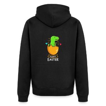 T-Rex - Easter - Happy Easter - Gift - Easter Egg - Unisex Premium Organic Zip Hoodie - black - Back - Nico (187cm)