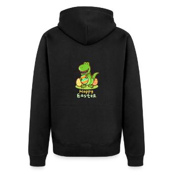 T-Rex - Easter - Happy Easter - Gift - Easter Egg - Unisex Premium Organic Zip Hoodie - black - Back - Nico (187cm)