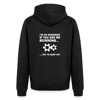 Ingenieur T-Shirt Maschinenbau Elektrotechnik Idee - Unisex Premium Bio Zip Hoodie - Schwarz - Hinten - Nico (187cm)