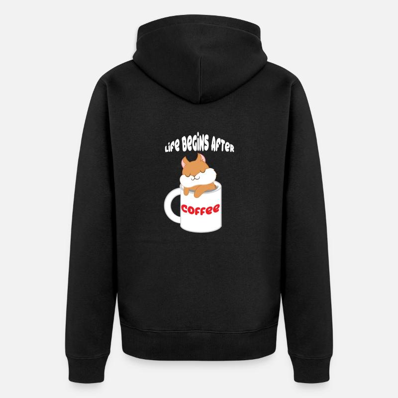 Écureuil - café - écureuil - cadeau - Veste à capuche bio Premium Unisexe - noir