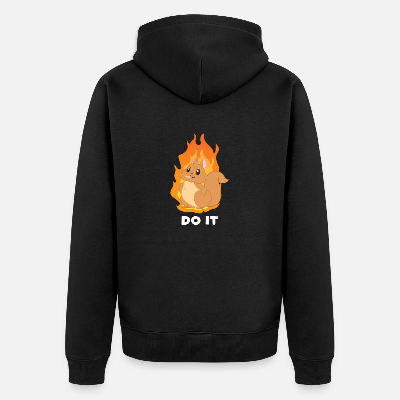 Squirrel - Fire - Squirrel - Gift - Unisex Premium Organic Zip Hoodie - black