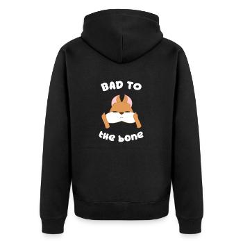 Eichhörnchen - Bad Ass - Eichkätzchen - Geschenk - Unisex Premium Bio Zip Hoodie - Schwarz - Hinten - Nico (187cm)