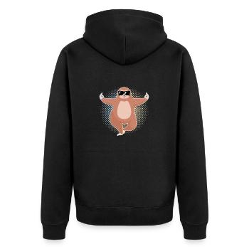 Funny Mole - not just for kids - Unisex Premium Organic Zip Hoodie - black - Back - Nico (187cm)