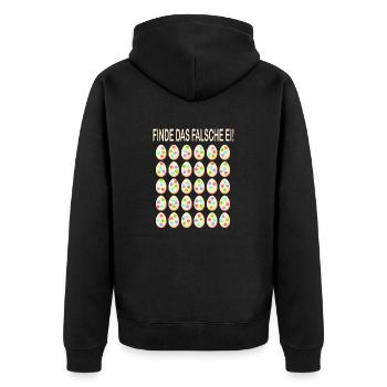 Finde das falsche Ei Rätsel - Unisex Premium Bio Zip Hoodie - Schwarz - Hinten - Nico (187cm)