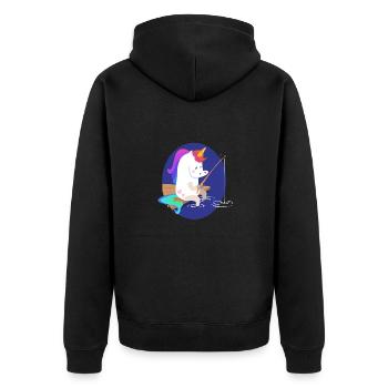 Licorne en pêchant - Veste à capuche bio Premium Unisexe - noir - Dos - Nico (187cm)