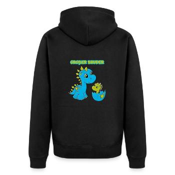 Big Brother T-Shirt Dino Dinosaur - Unisex Premium Organic Zip Hoodie - black - Back - Nico (187cm)