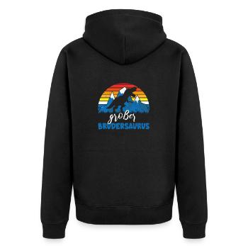 T Shirt Big Brother Dino Brothersaurus - Unisex Premium Organic Zip Hoodie - black - Back - Nico (187cm)
