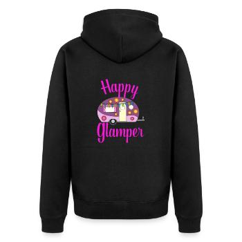 Happy Glamper Camping Glamping Liebhaber Geschenk - Unisex Premium Bio Zip Hoodie - Schwarz - Hinten - Nico (187cm)