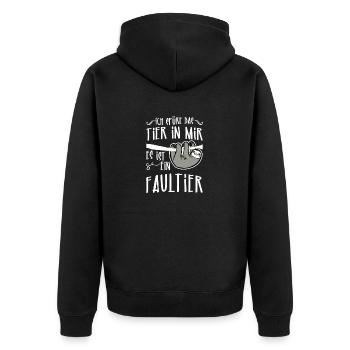 Ich Spüre Das Tier in Mir Es Ist ein Faultier - Unisex Premium Bio Zip Hoodie - Schwarz - Hinten - Nico (187cm)