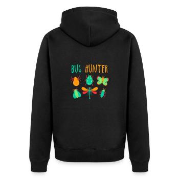 Bug Hunter beetle collector design kids gift - Unisex Premium Organic Zip Hoodie - black - Back - Nico (187cm)