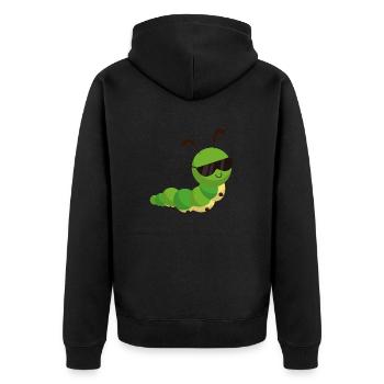Caterpillar Raupen Design Insekt Geschenk Kinder - Unisex Premium Bio Zip Hoodie - Schwarz - Hinten - Nico (187cm)