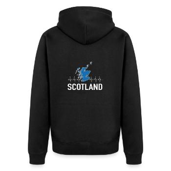 Schottland Heartbeat Dudelsack Kilt Geschenk - Unisex Premium Bio Zip Hoodie - Schwarz - Hinten - Nico (187cm)