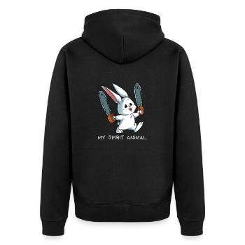 Spirit Animal Bunny Chainsaw Bunny Gift - Unisex Premium Organic Zip Hoodie - black - Back - Nico (187cm)