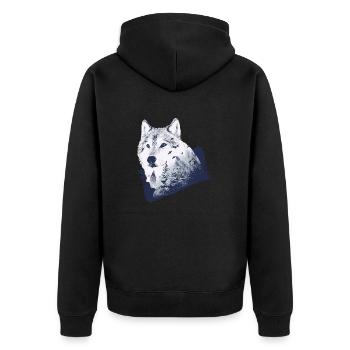 Wolf Tierschutz Waldtier Wolfsrudel Wald Geschenk - Unisex Premium Bio Zip Hoodie - Schwarz - Hinten - Nico (187cm)