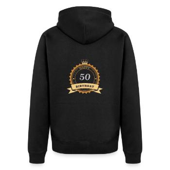 50 happy birthday - Unisex Premium Bio Zip Hoodie - Schwarz - Hinten - Nico (187cm)