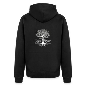 Enraciné dans le Christ t-shirt Foi et amour chrétiens - Veste à capuche bio Premium Unisexe - noir - Dos - Nico (187cm)
