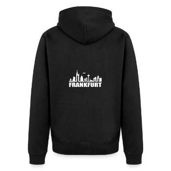 Frankfurt Skyline Downtown FFM Bleistift Geschenk - Unisex Premium Bio Zip Hoodie - Schwarz - Hinten - Nico (187cm)