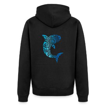 Requin tribal Hawaii tatouage cadeau de vacances à la plage - Veste à capuche bio Premium Unisexe - noir - Dos - Nico (187cm)