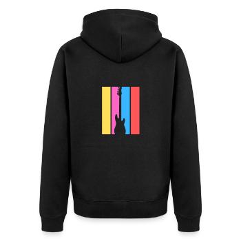 Retro bunte Rockmusik-Gitarre - Unisex Premium Bio Zip Hoodie - Schwarz - Hinten - Nico (187cm)