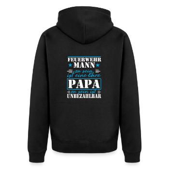 Feuerwehrmann Papa Geschenk werdender Vater - Unisex Premium Bio Zip Hoodie - Schwarz - Hinten - Nico (187cm)