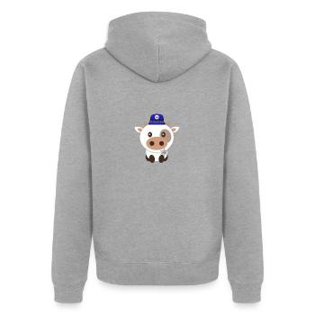 Polizei Kuh Sheriff Kuh Polizei-Tiere Cops - Unisex Premium Bio Zip Hoodie - Grau meliert - Hinten - Nico (187cm)