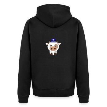 Polizei Kuh Sheriff Kuh Polizei-Tiere Cops - Unisex Premium Bio Zip Hoodie - Schwarz - Hinten - Nico (187cm)