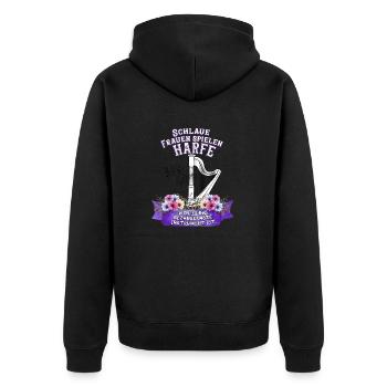 harfe Harfen Harfenistin Zupf Instrument Spruch - Unisex Premium Bio Zip Hoodie - Schwarz - Hinten - Nico (187cm)
