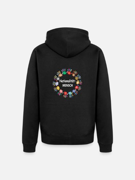 Against racism, nationality man - Unisex Premium Organic Zip Hoodie - black