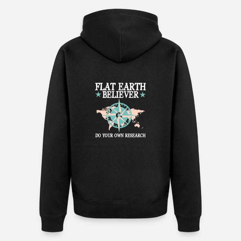 Flat Earth Flache Erde - Unisex Premium Bio Zip Hoodie - Schwarz