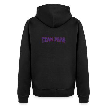Team Papa Vatertag Geschenkidee - Unisex Premium Bio Zip Hoodie - Schwarz - Hinten - Nico (187cm)